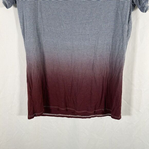 BKE Blouse Women's Small Blue Red Striped Vneck Short Sleeve Pullover - Picture 9 of 9